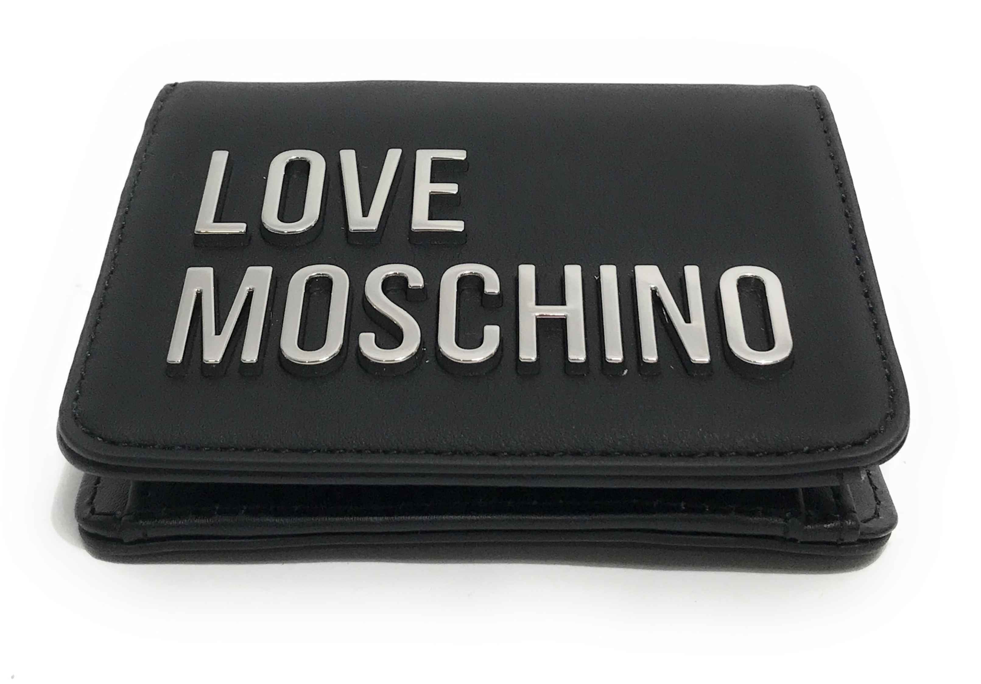 Portafoglio donna Love Moschino a libretto in ecopelle nero/nickel A27MO21 JC5612PP1PKD000B