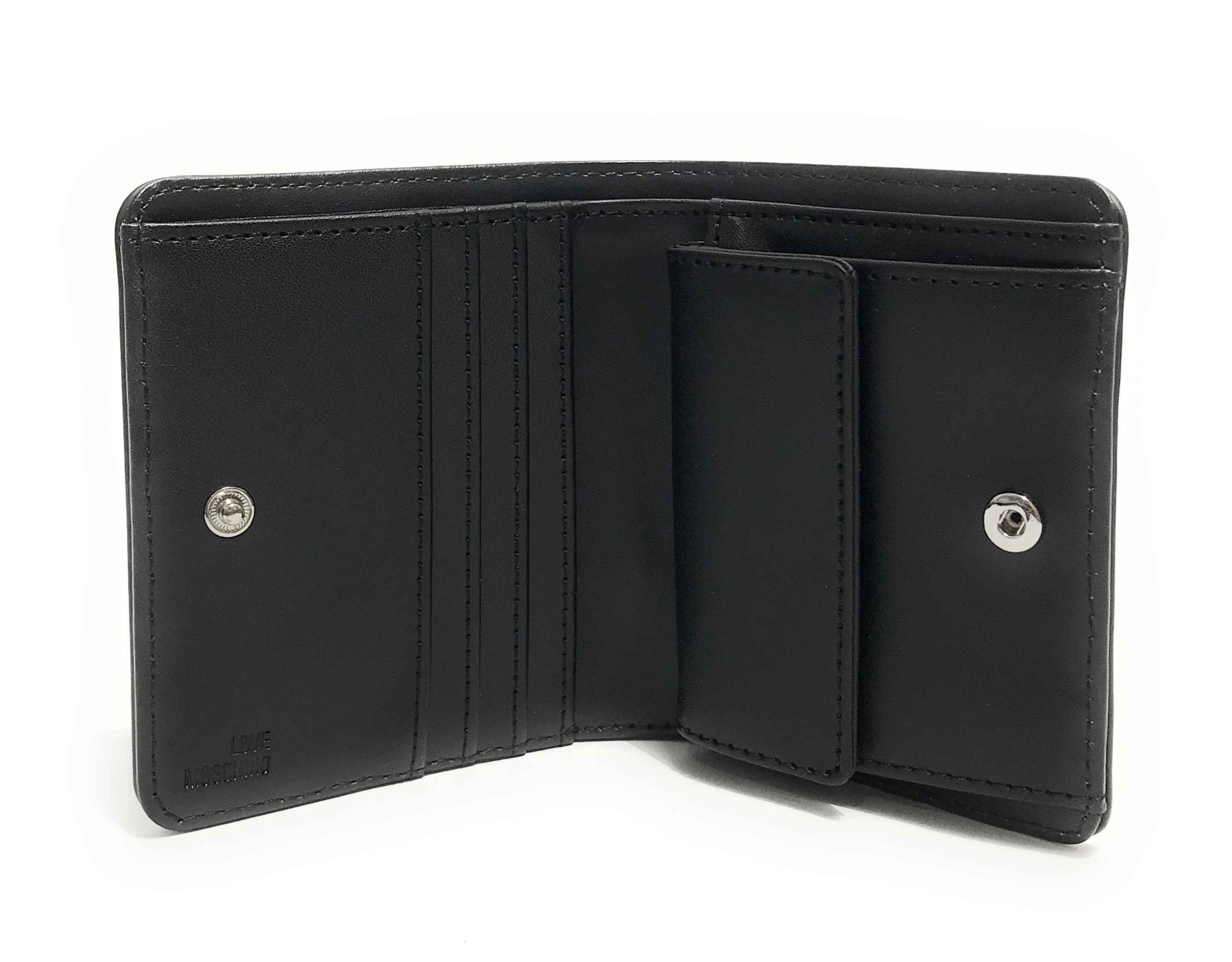 Portafoglio donna Love Moschino a libretto in ecopelle nero/nickel A27MO21 JC5612PP1PKD000B