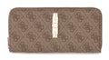 Portafoglio donna Guess zip around Yvonne SLG latte logo A27GU39 SG2378146