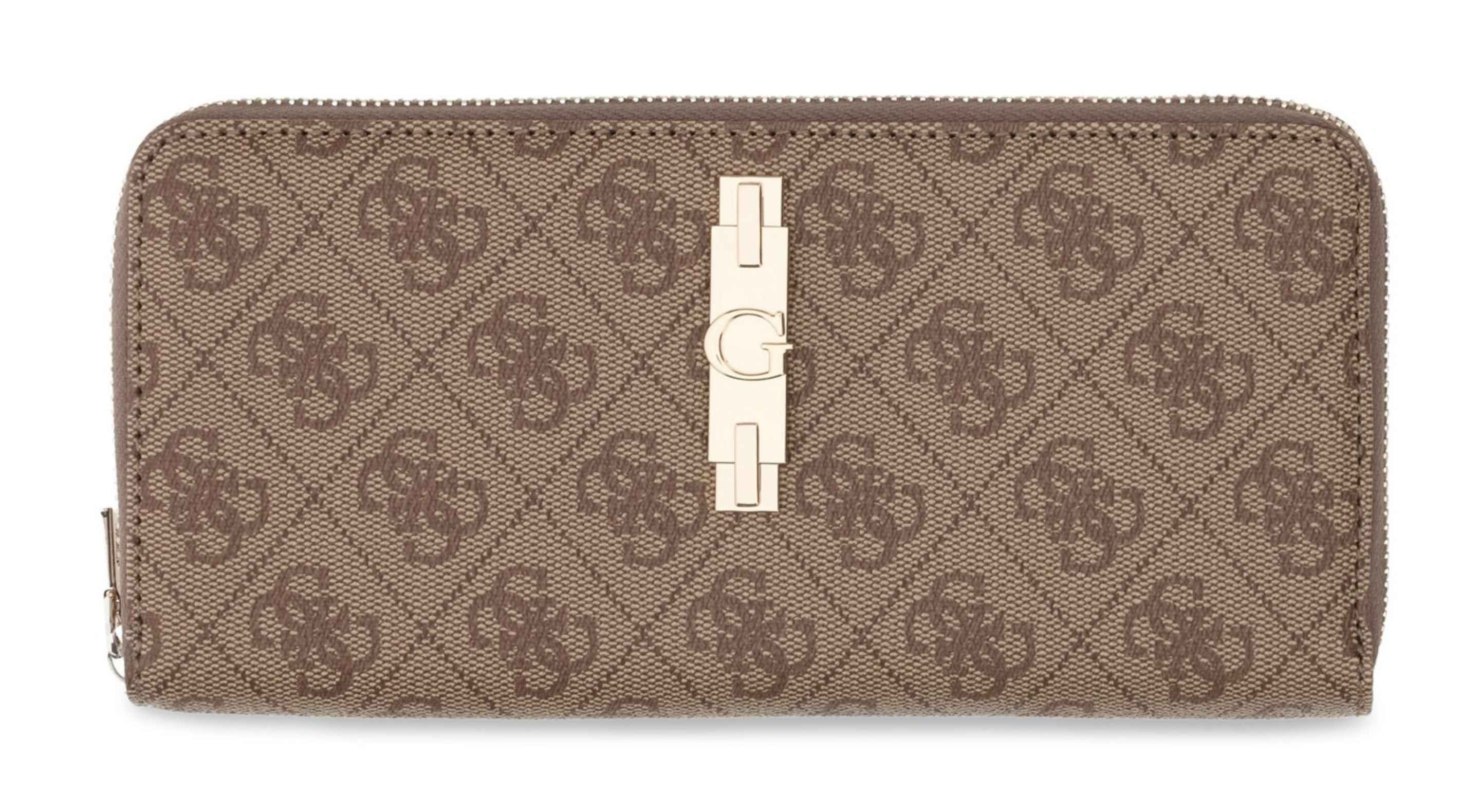 Portafoglio donna Guess zip around Yvonne SLG latte logo A27GU39 SG2378146