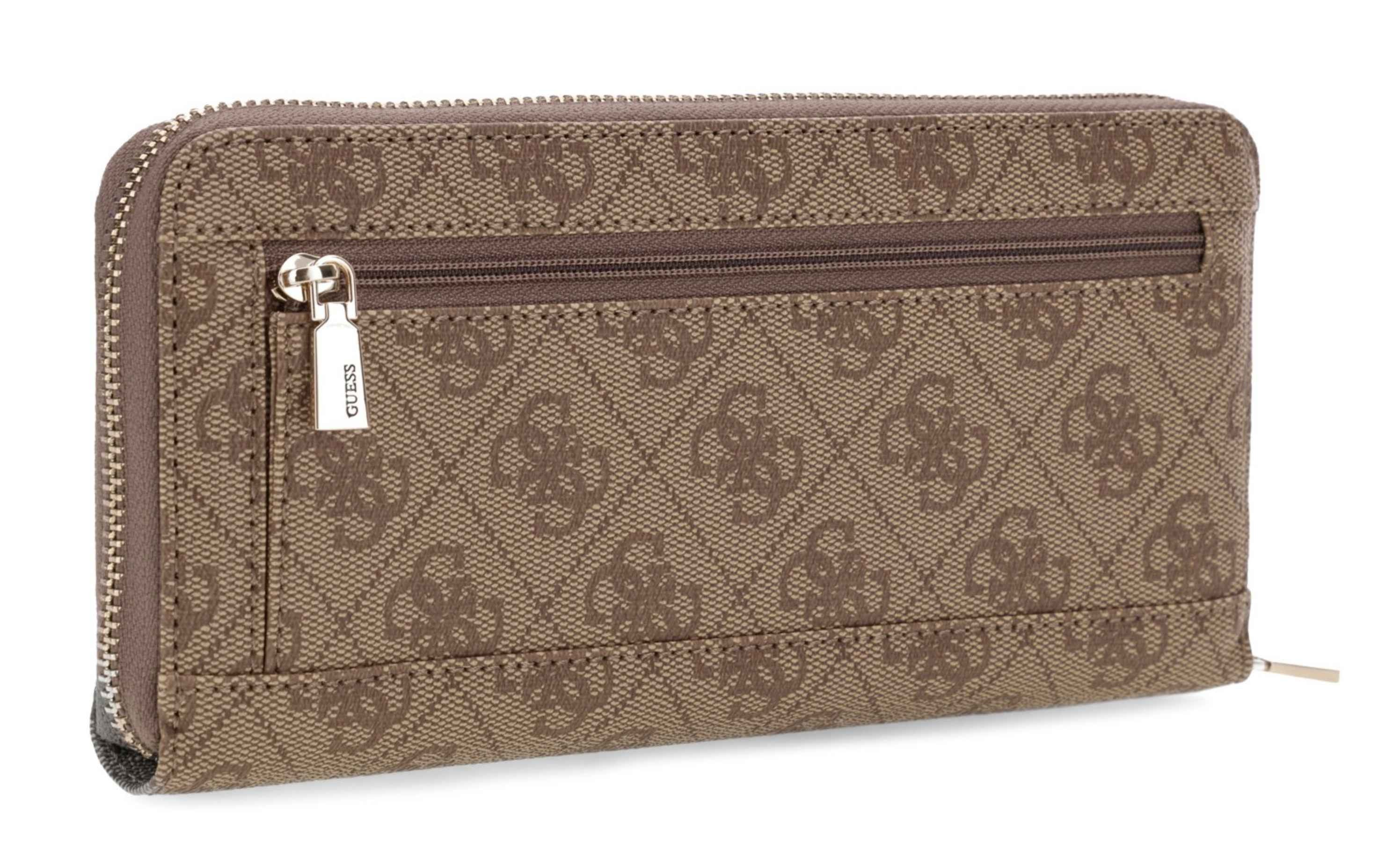Portafoglio donna Guess zip around Yvonne SLG latte logo A27GU39 SG2378146
