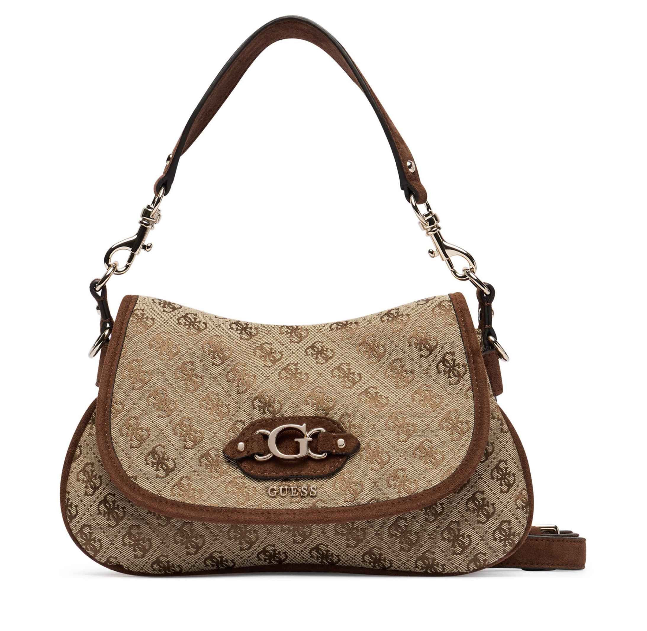 Borsa donna Guess Samantha Flap Shoulder bag latte logo/ brown B27GU160 JG231319
