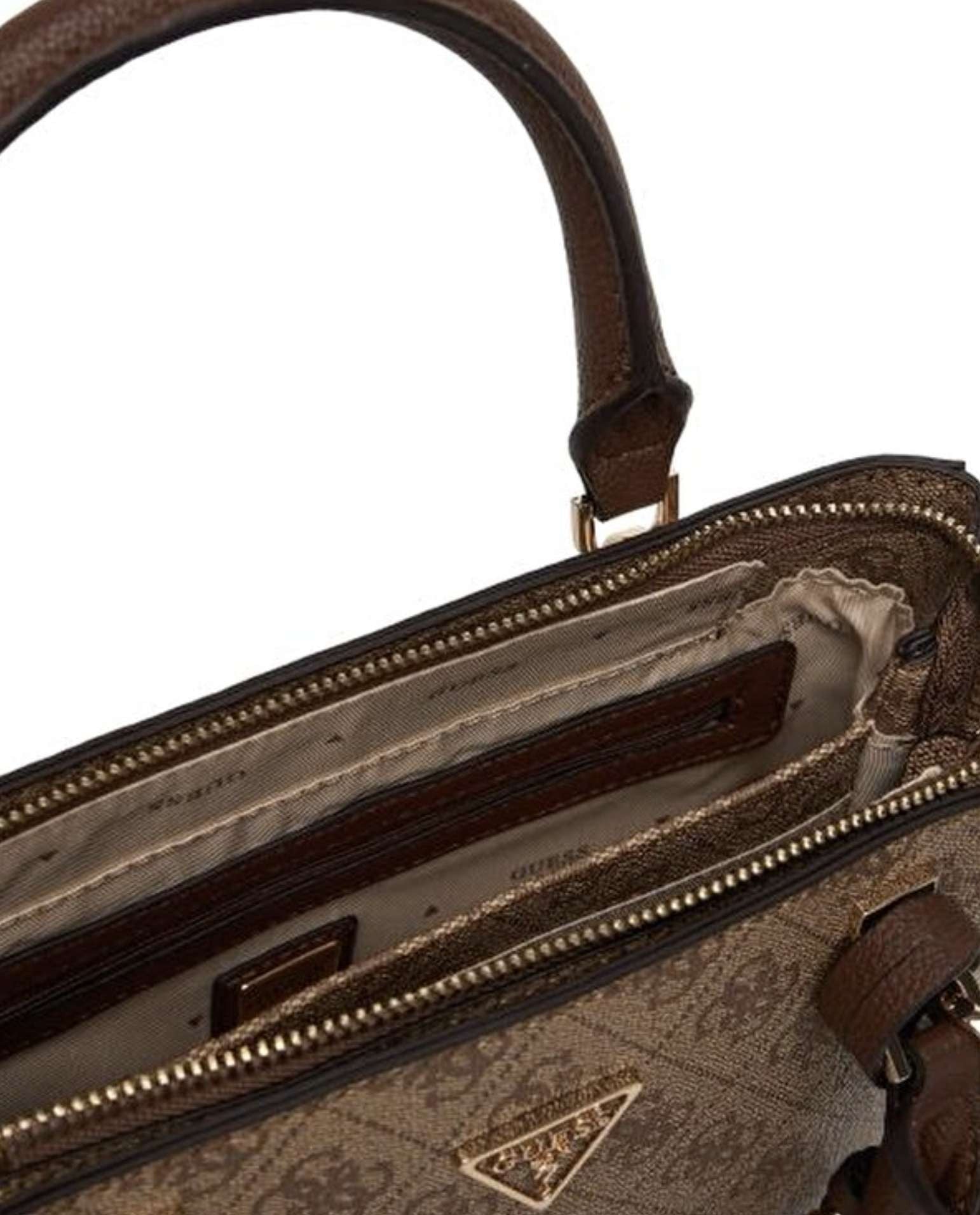 Borsa donna Guess a mano/tracolla Noelle II latte logo/ brown B27GU164 BG967205