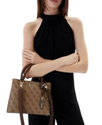Borsa donna Guess a mano/tracolla Noelle II latte logo/ brown B27GU164 BG967205