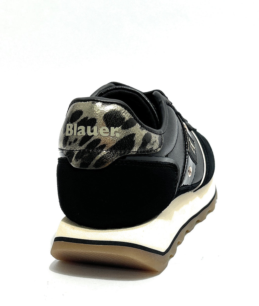 Scarpe donna Blauer sneaker pelle/ecopelle black/leopard D27BU05 F6MILLS01/LEL