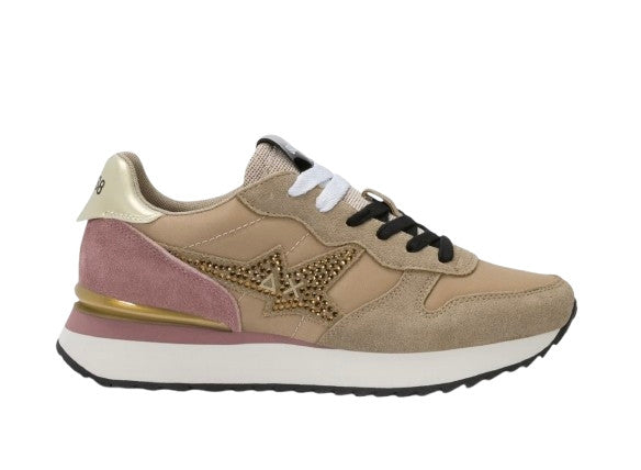 Sneaker donna Sun68 Stargirl strass logo 77 beige scuro D27SU14 Z46223