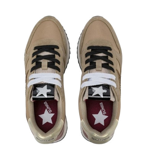 Sneaker donna Sun68 Stargirl strass logo 77 beige scuro D27SU14 Z46223