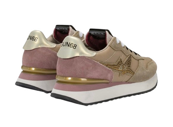 Sneaker donna Sun68 Stargirl strass logo 77 beige scuro D27SU14 Z46223
