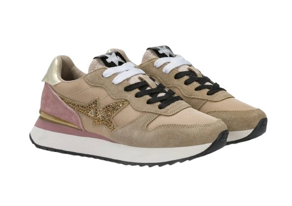 Sneaker donna Sun68 Stargirl strass logo 77 beige scuro D27SU14 Z46223