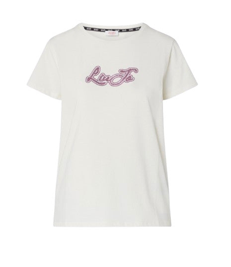 T-shirt donna Liu Jo bianco lana E27LJ25 TF6283 JS923 Q9808