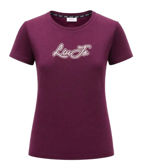 T-shirt donna Liu Jo red aubergine E27LJ26 TF6283 JS923 L9305