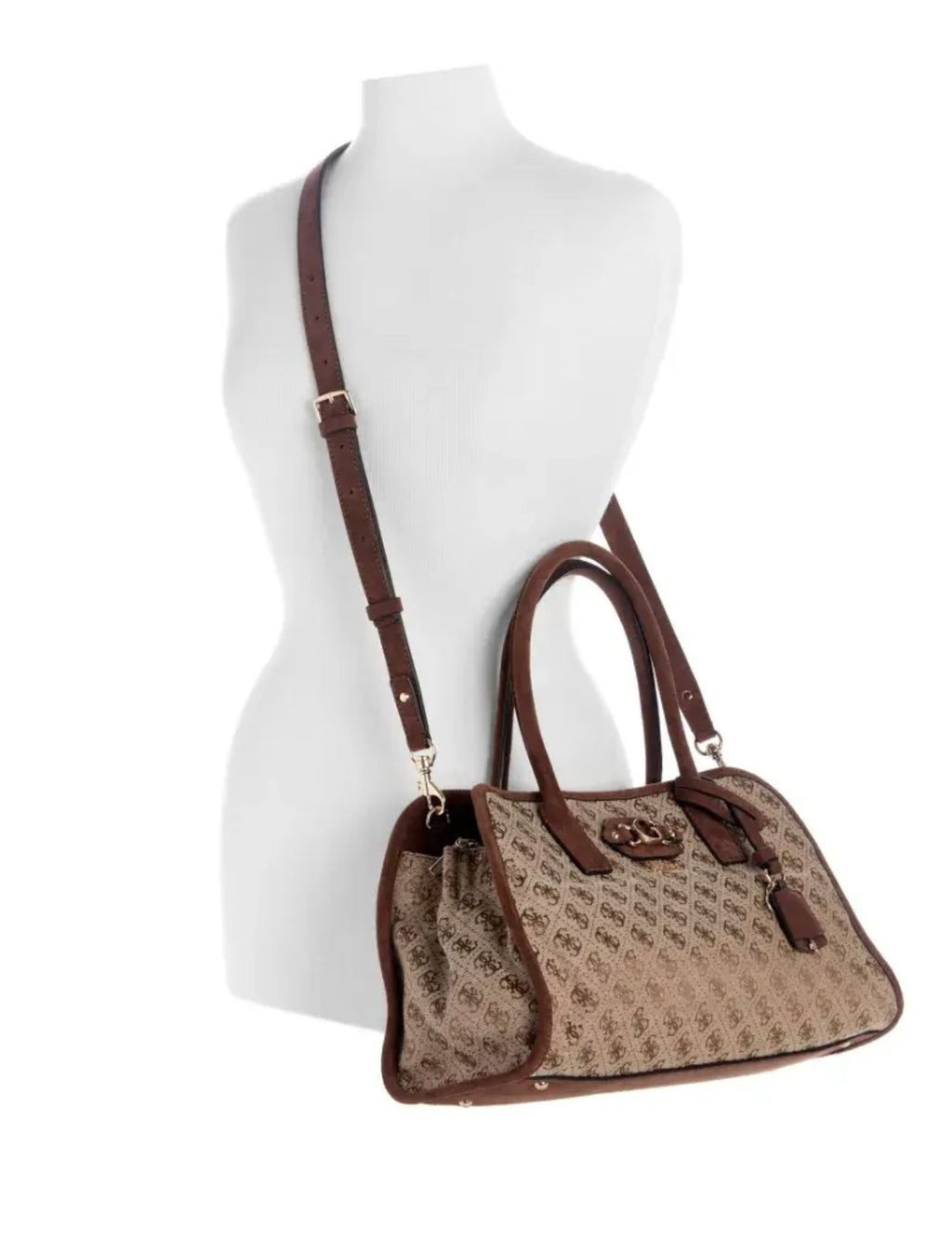 Borsa donna Guess Samantha girlfriend satchel latte/ logo brown B27GU167 JG231306