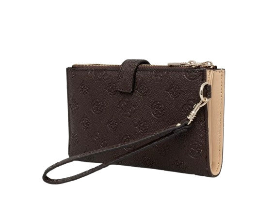 Portafoglio Guess Blake SLG double zip organizer brown logo A27GU61 PD2222157