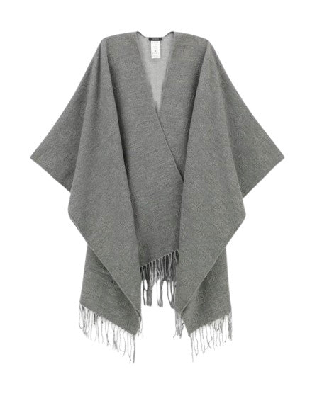 Poncho donna Guess 4G logo e frange grigio C27GU31 AW5660POL03