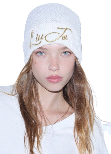 Berretto Liu jo beanie bianco lana C27LJ08 TF6270 MS75L 10701