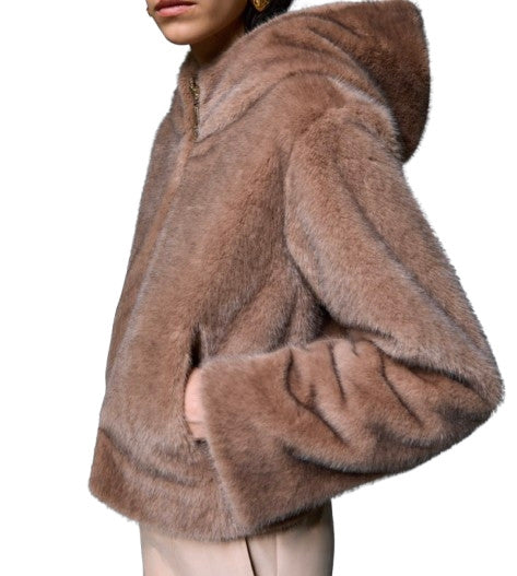 Giaccone reversibile in teddy Liu Jo con cappuccio e zip light glace E27LJ41 TF6005 E1135 X0789