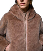Giaccone reversibile in teddy Liu Jo con cappuccio e zip light glace E27LJ41 TF6005 E1135 X0789