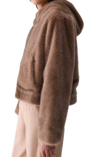 Giaccone reversibile in teddy Liu Jo con cappuccio e zip light glace E27LJ41 TF6005 E1135 X0789