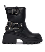 Scarpe donna Buffalo stivaletto Bravr biker lo vegan nappa black D27BF07 BN1220067