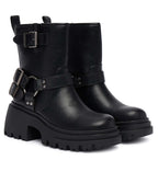 Scarpe donna Buffalo stivaletto Bravr biker lo vegan nappa black D27BF07 BN1220067