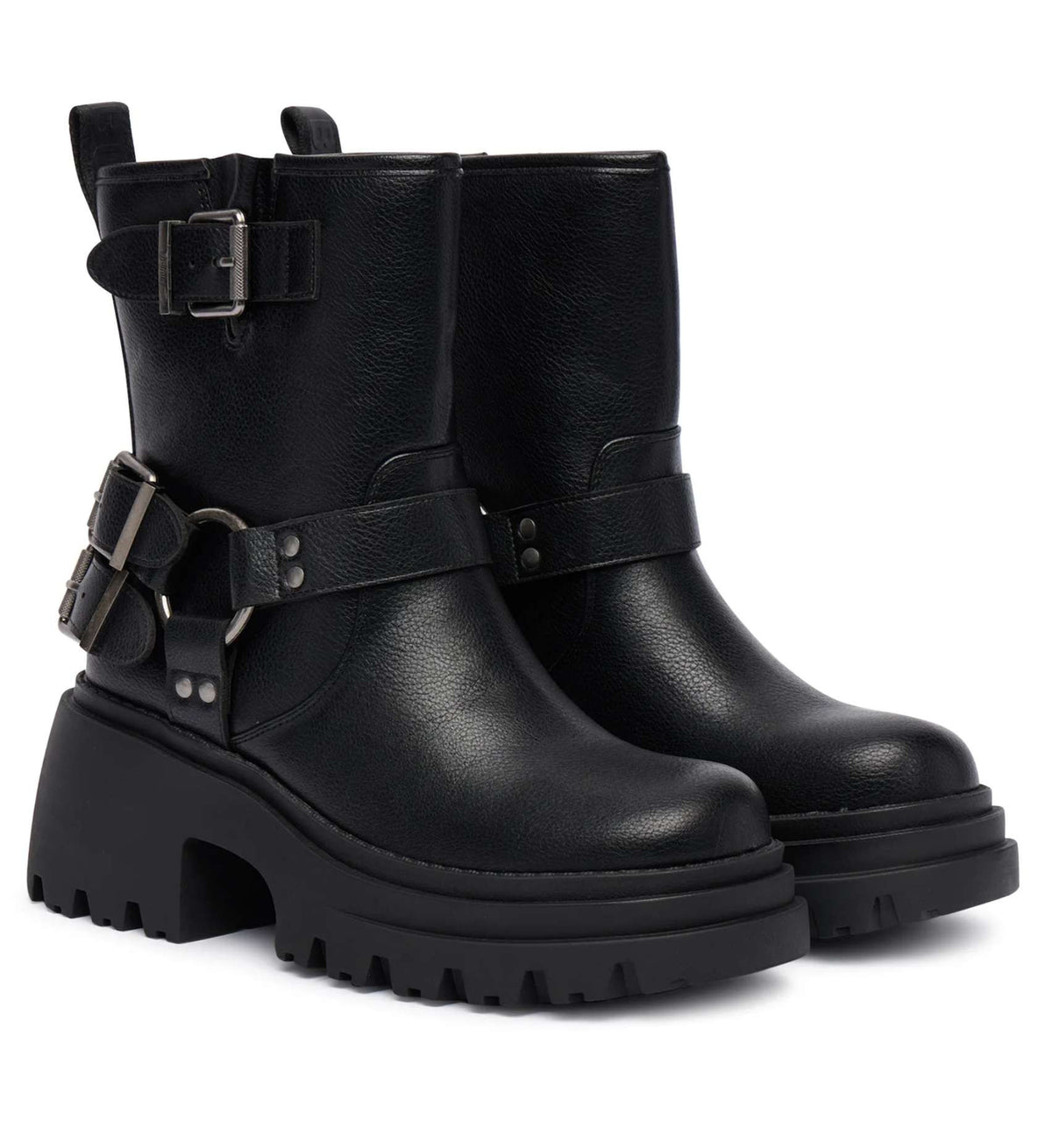 Scarpe donna Buffalo stivaletto Bravr biker lo vegan nappa black D27BF07 BN1220067