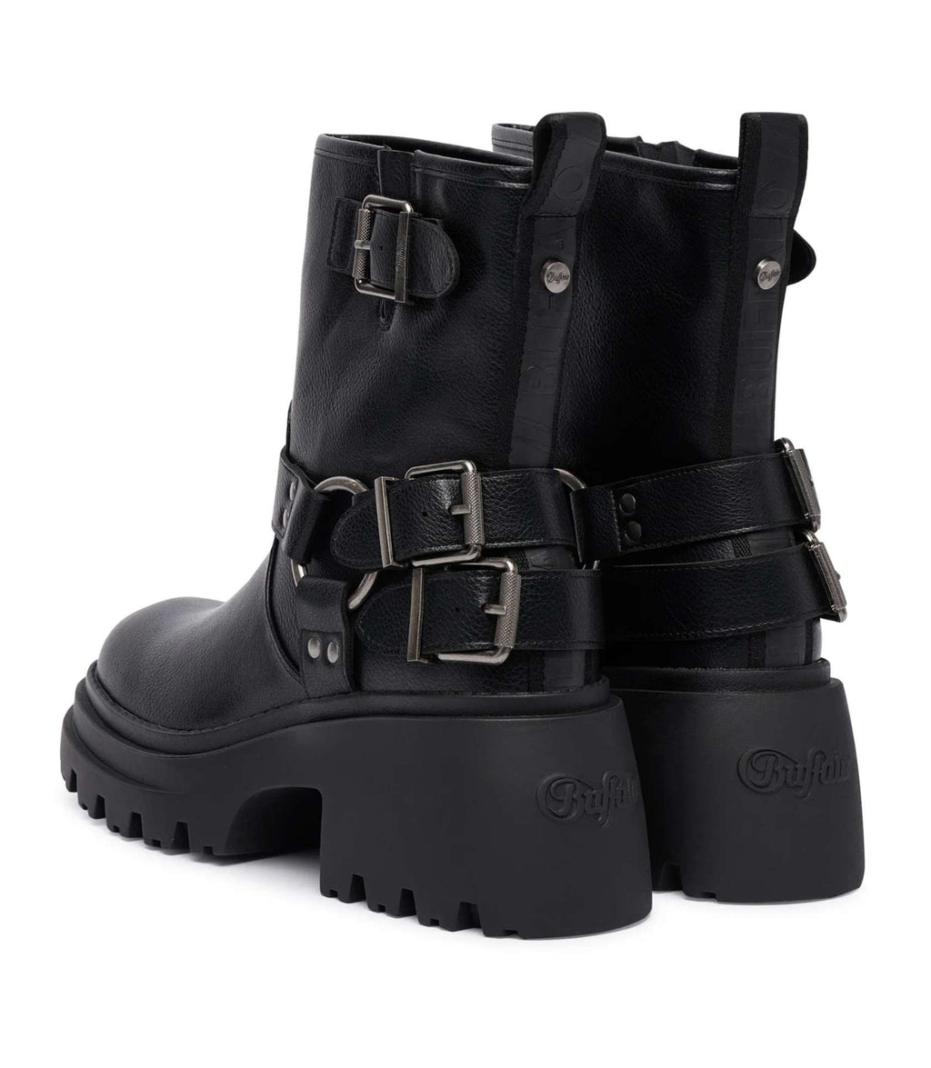 Scarpe donna Buffalo stivaletto Bravr biker lo vegan nappa black D27BF07 BN1220067