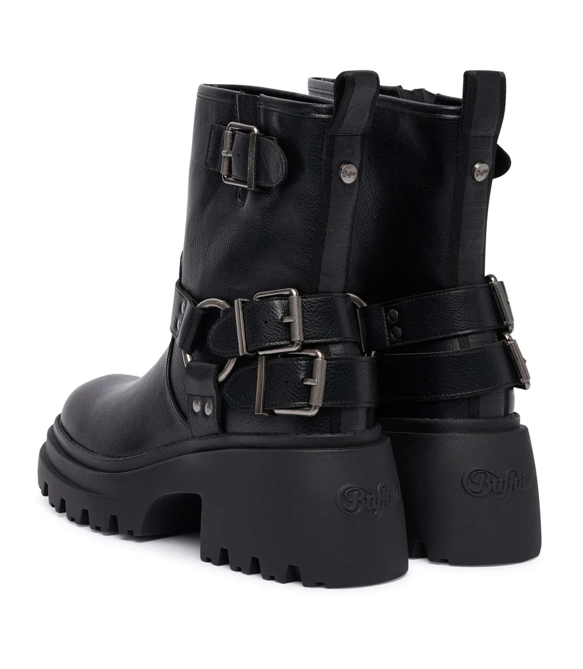 Scarpe donna Buffalo stivaletto Bravr biker lo vegan nappa black D27BF07 BN1220067