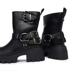 Scarpe donna Buffalo stivaletto Bravr biker lo vegan nappa black D27BF07 BN1220067
