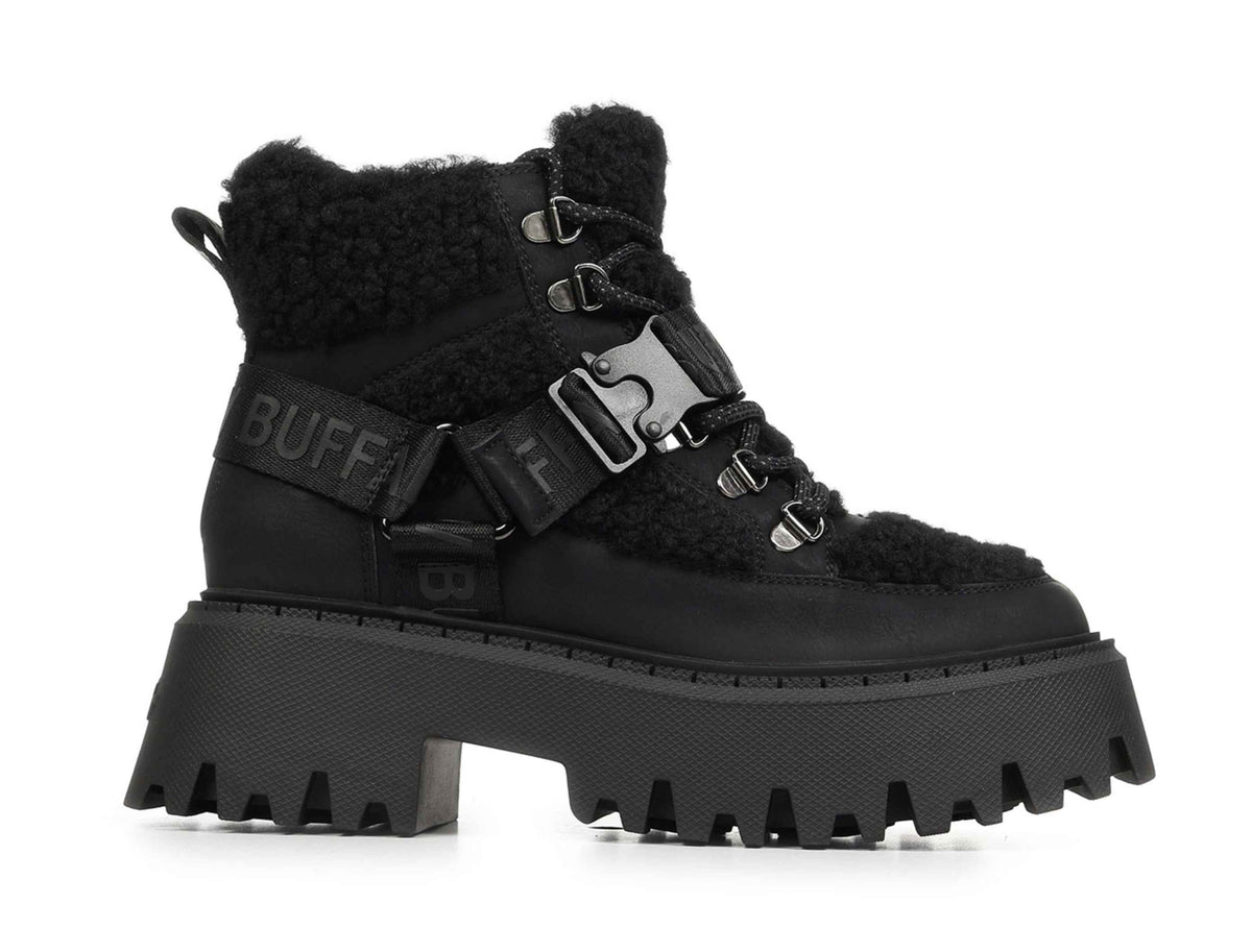 Scarpe donna Buffalo stivaletto Aspen com mid warm black D27BF14 BN1622593