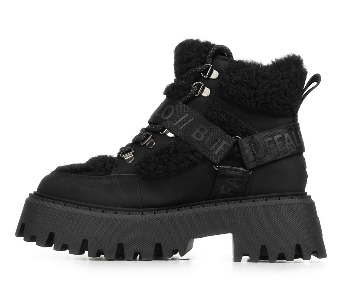 Scarpe donna Buffalo stivaletto Aspen com mid warm black D27BF14 BN1622593