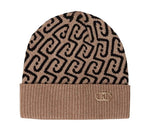 Berretto Liu jo beanie jacquard cammello/ nero con logo monogram C27LJ34 2F6017 M0300 00417