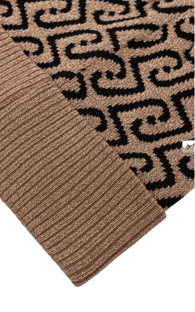 Berretto Liu jo beanie jacquard cammello/ nero con logo monogram C27LJ34 2F6017 M0300 00417