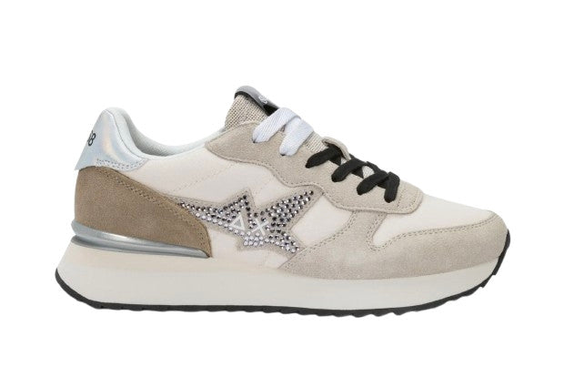 Sneaker donna Sun68 Stargirl strass logo 31 bianco panna D27SU16 Z46223
