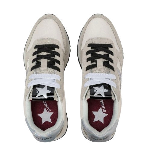 Sneaker donna Sun68 Stargirl strass logo 31 bianco panna D27SU16 Z46223