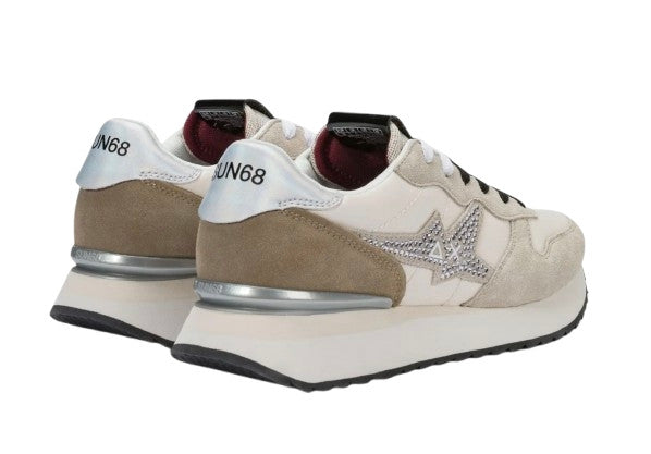 Sneaker donna Sun68 Stargirl strass logo 31 bianco panna D27SU16 Z46223