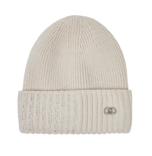 Berretto Liu jo beanie con applicazioni e logo burro C27LJ42 2F6027 MAA06 00192