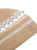 Berretto Liu jo beanie jacquard crystal cammello C27LJ44 2F6005 MA31S 00070