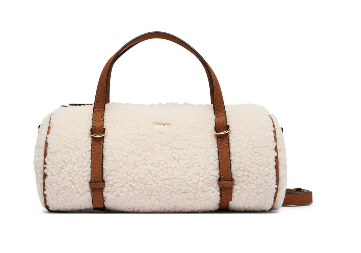 Borsa donna Guess hobo Taylor mini barrel Satchel white/cognac B27GU187 WS232576