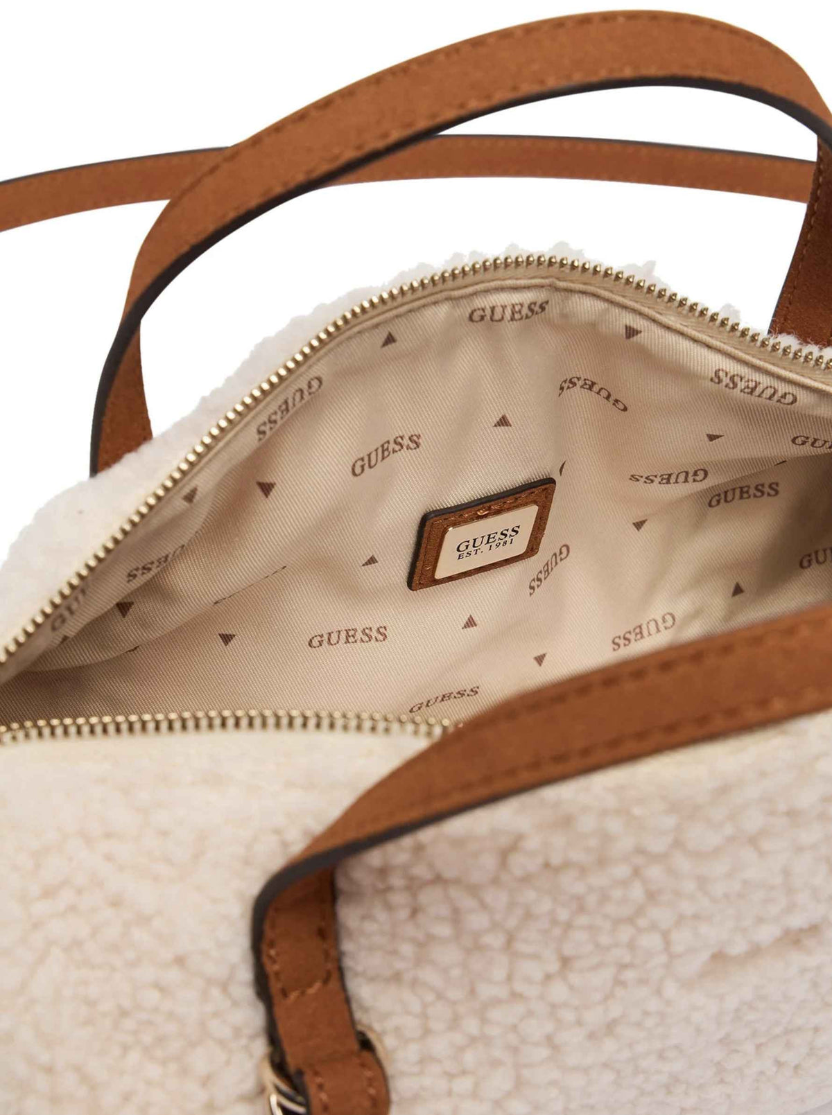 Borsa donna Guess hobo Taylor mini barrel Satchel white/cognac B27GU187 WS232576